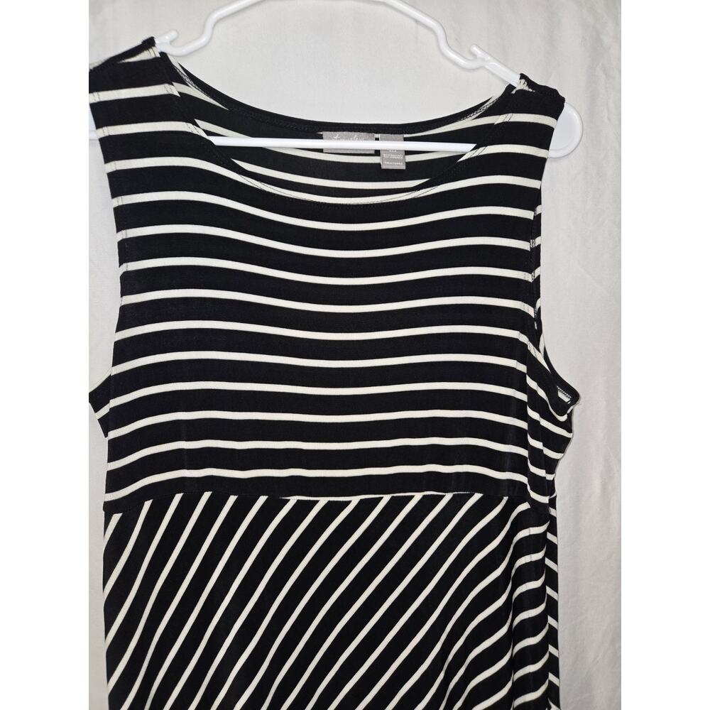 Chico's Travelers Black White Stripe Dress US Womens Size 12 Chico's Size 2 Maxi - Picture 2 of 4